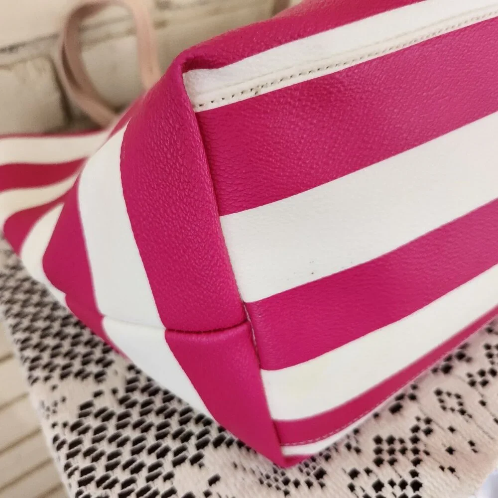 Euc Kate Spade Pink & White Striped Beach Bag Shoulder Bag Purse